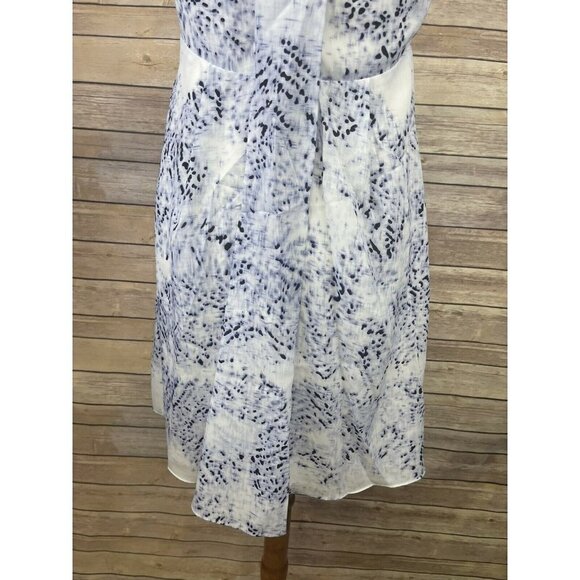 Jessica Simpson Size 4 Dress Blue White Pleated Lined Size Zip Faux Wrap Style - Picture 8 of 11